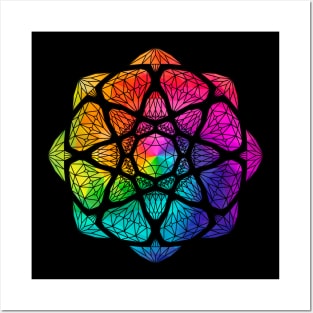 Rainbow Vector Crystal Mandala - Silhouette Posters and Art